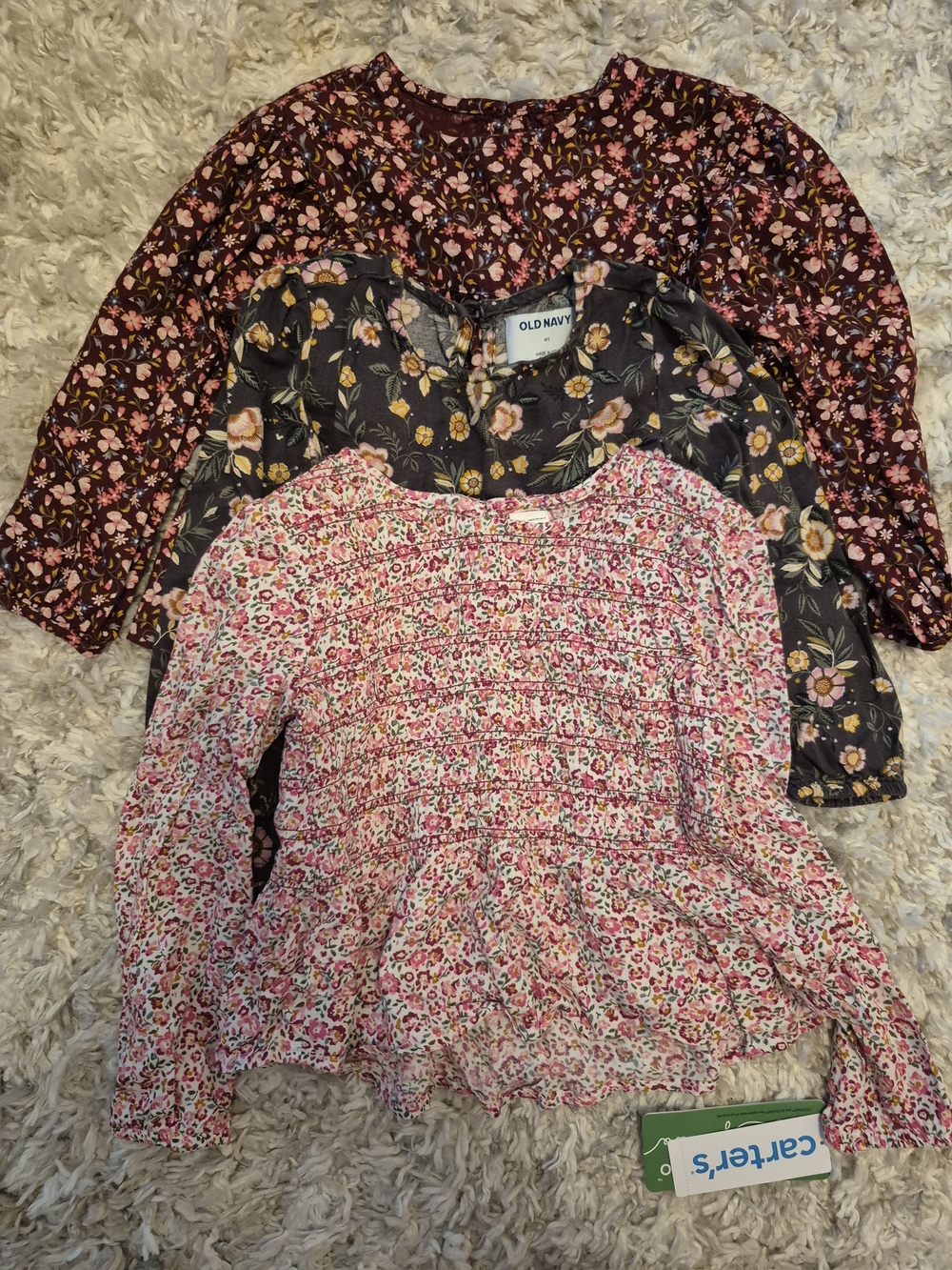 Old Navy And Carters Toddler Girls Peasant Long Sleeve Tops